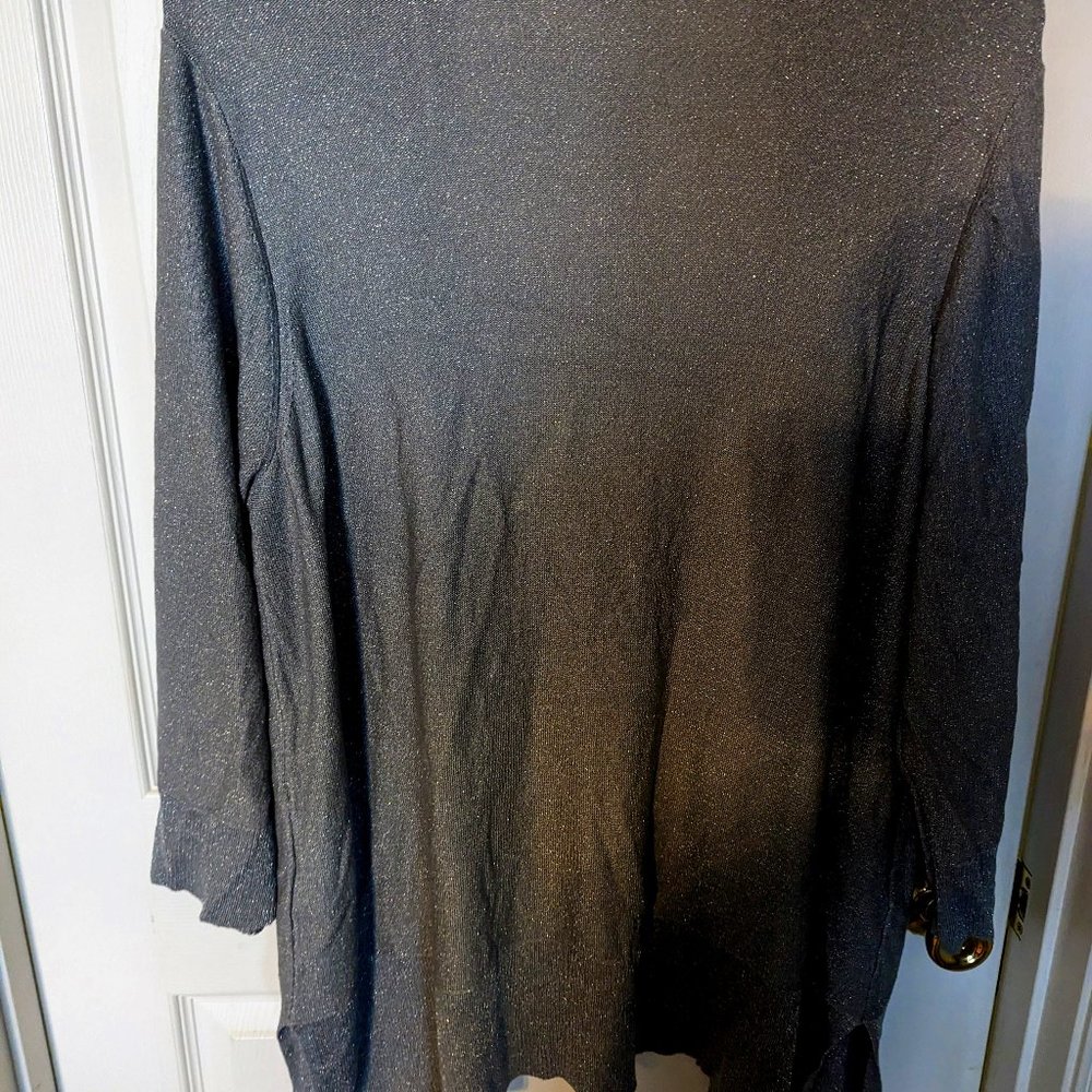 Classy Jones Studio Gray with Silver Sparkle Cardigan Sweater Open Front